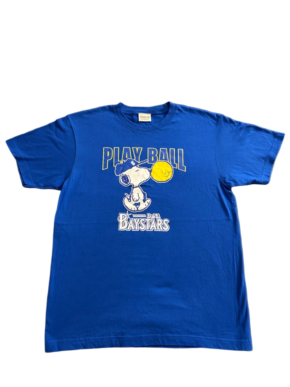 Snoopy Yokohama DeNA BayStars Play Ball T Shirt Blue Men’s L Japan Baseball